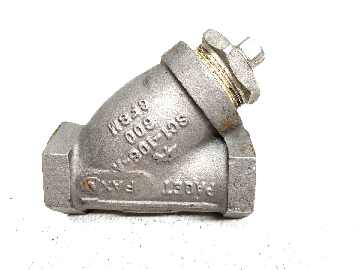 PAGET Y Strainer Stainless Steel CF8M 1" NPT Class 600 1400-WOG 3/4" Blow-Out