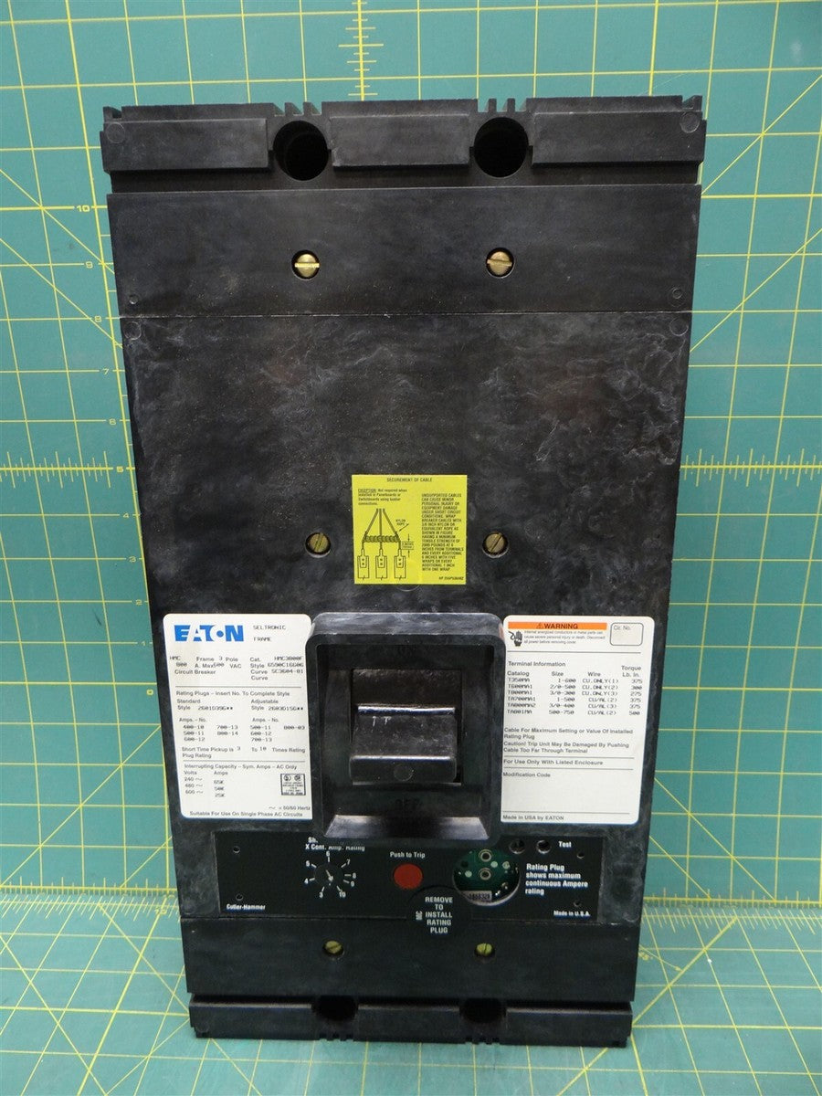Eaton Westinghouse HMC3800F Mark 75 Type HMC Circuit Breaker 3P 800A 600V 50kA