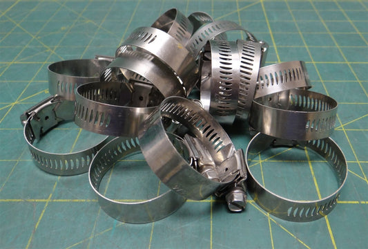 (Qty: 16) SAE #20 13/16-1-3/4" Stainless Steel Hose Clamp 21-44mm 1/2" Width