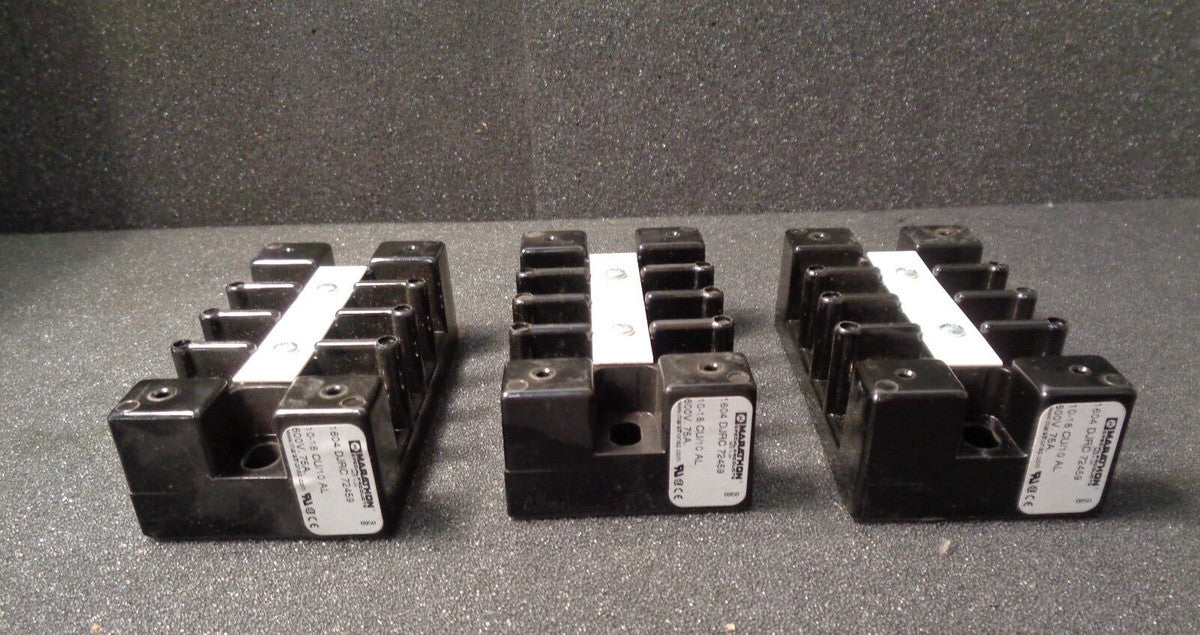 NEW MARATHON 1604 DJRC 72459 TERMINAL BLOCKS 600V-AC 75A AMP LOT OF 3