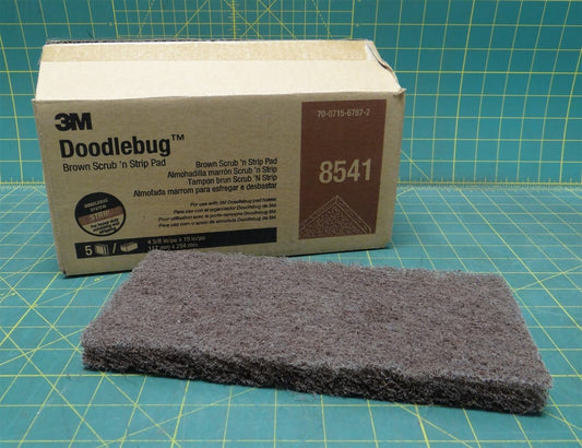 (Box of 5) 3M 8541 Doodlebug Brown Heavy Duty Scrub 'n Strip Pad 10" Length
