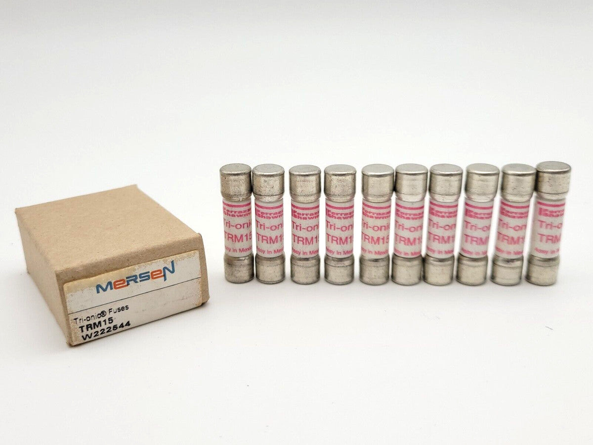10Pc Set Merson TRM15 Tri-Onic Low Voltage Time Delay Fuse 15 Amp 250VAC 10kA