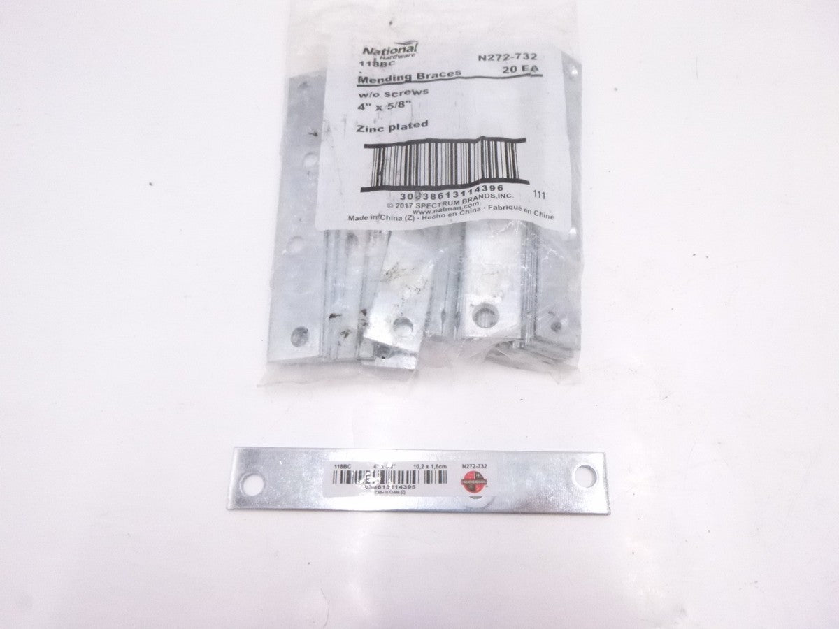 20 Pack National Hardware N272732 118BC Mending Brace 4" x 5/8" Zinc Plated