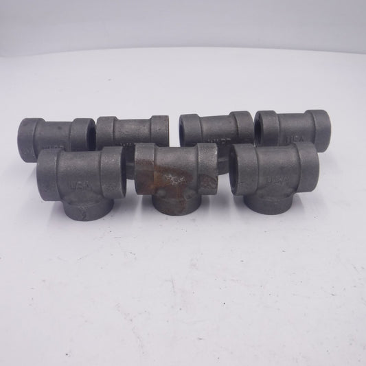 7 Pack Ward 3/4"FNPT Malleable Iron Black Tees E.BMT