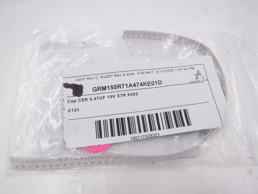 125 Pack Murata Electronics 0.47UF 10V X7R 0402 Ceramic Capacitors