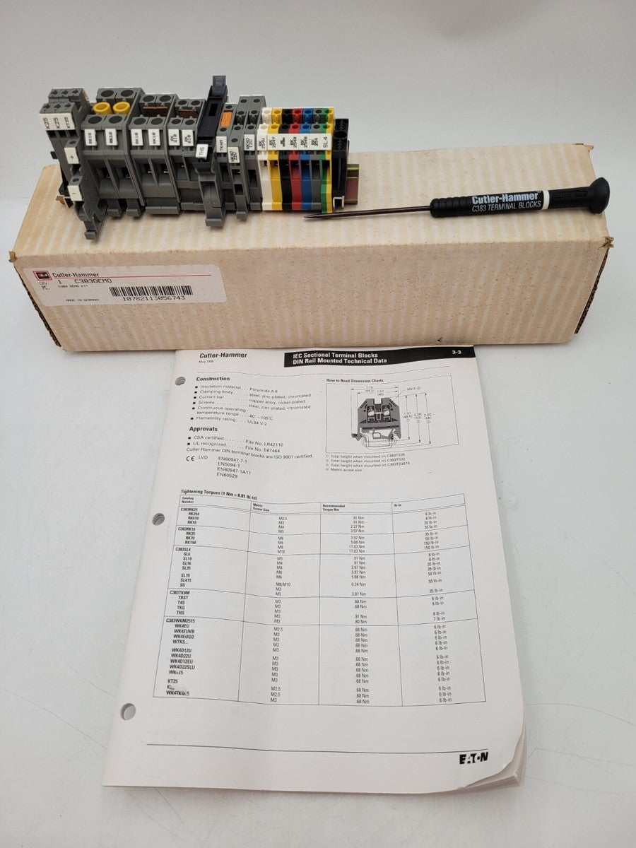 Cutler-Hammer C383DEMO C383 DEMO Terminal Block Kit Din Rail Mounted 10 Amp