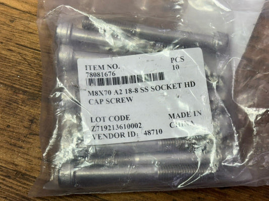 10 Piece Hex Socket HD Cap Screw M8x70 A2 18-8 SS 78081676