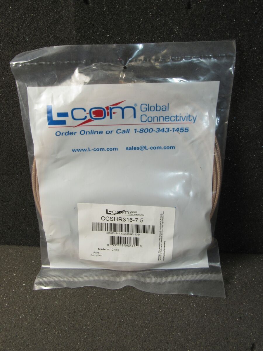 L-Com CCSHR316-7.5 RG316/U SMA Plug Coaxial Cable Assembly