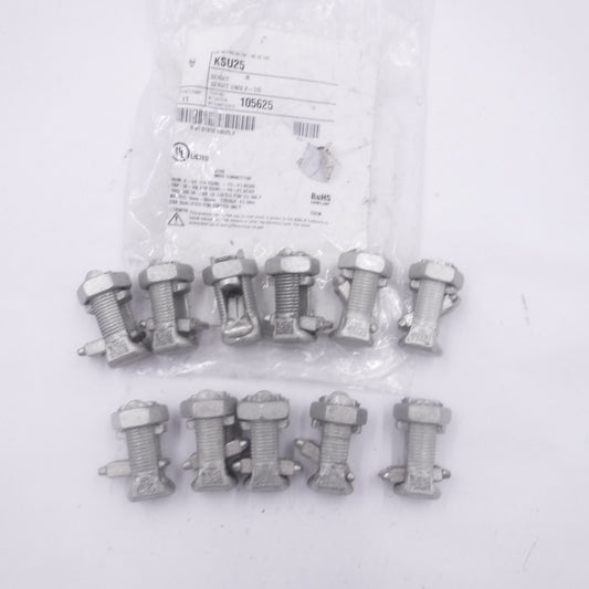 11 Pack Burndy KSU25 Copper Split Bolt Connectors 2 - 1/0 AWG