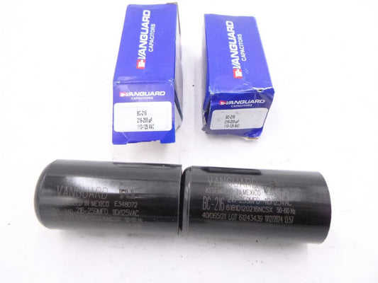 2 Pack Vanguard BC-216 Start Capacitor 216-259uF 110-125VAC 61B1D120216NCSX