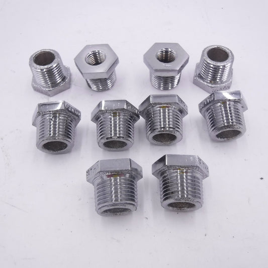 10 Pack 1/2" Male x 1/4" Female NPT Stainless Steel Hex Reducer Bushing