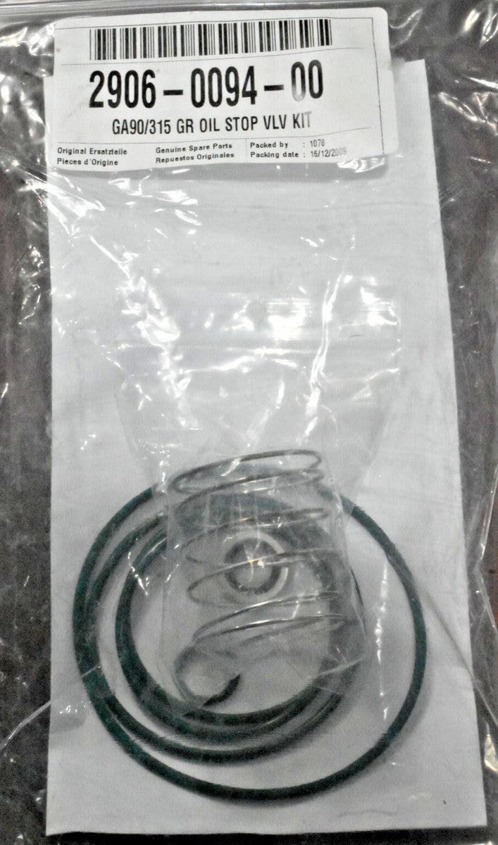 Atlas Copco 2906-0094-00 Valve Oil Stop Kit for GA90/315 GR Compressors