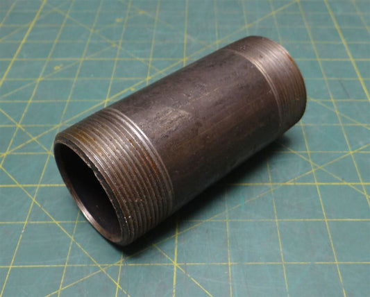 2" NPT x 5" Length Black Steel Pipe Nipple, Both Ends Threaded, Schedule 40