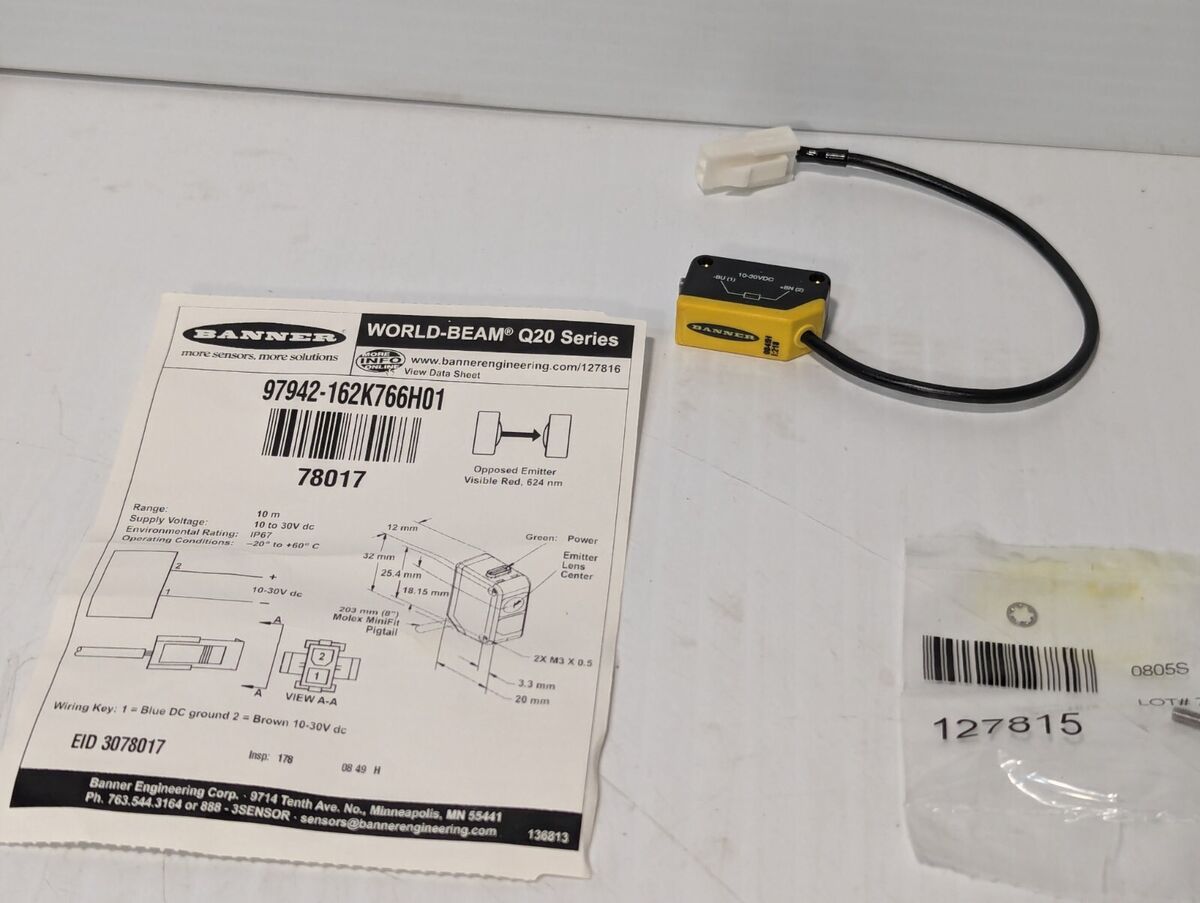 Banner Q20E-78017 Photoelectric Emitter  Sensor, 162K766H01