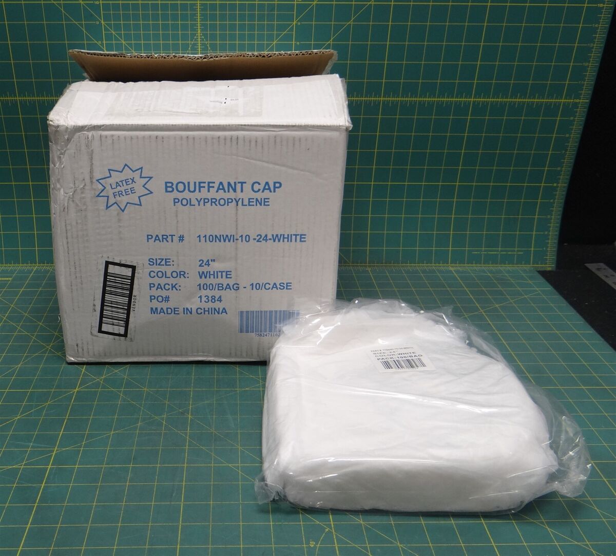 (Case of 700) Keystone Safety 110NWI-10-24-White Bouffant Cap, 24" Diameter