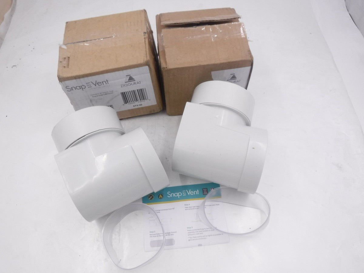 2 Pack Snap To Vent 90° 4" Elbow Seal Ring & Snap Connectors STV-90