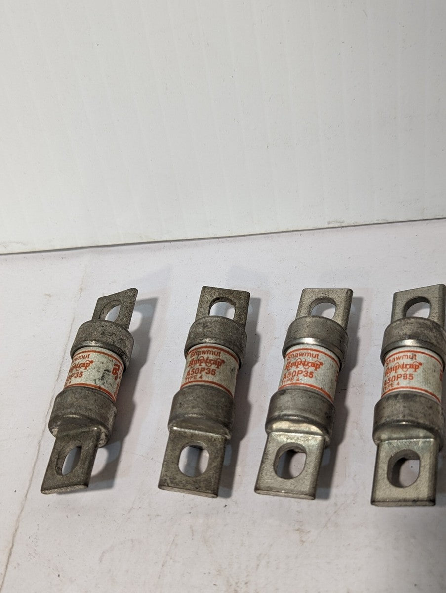 Lot of 4 Shawmut A50P35 Amptrap Type 4 Fuses 