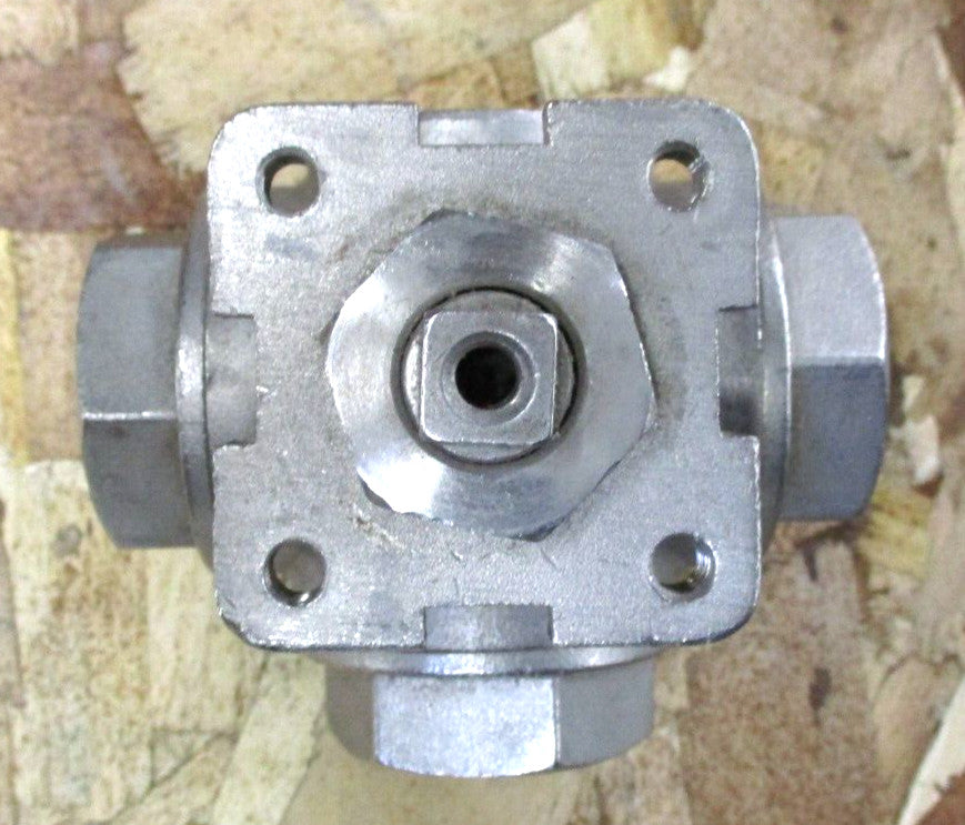 3-Way Ball Valve 3/4" Threaded NPT Class 800 Psi WOG / 316 Stainless / Bare Stem