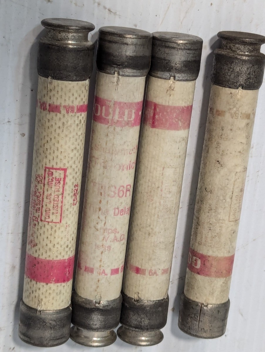 Lot of 4 Gould Shawmut TRS6R fuses, 6A, 600VAC