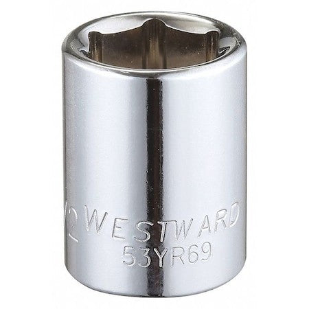 Westward 53Yr69 Westward 3/8 In Drive, 1/2" Hex Sae Socket, 6 Points,  Steel,