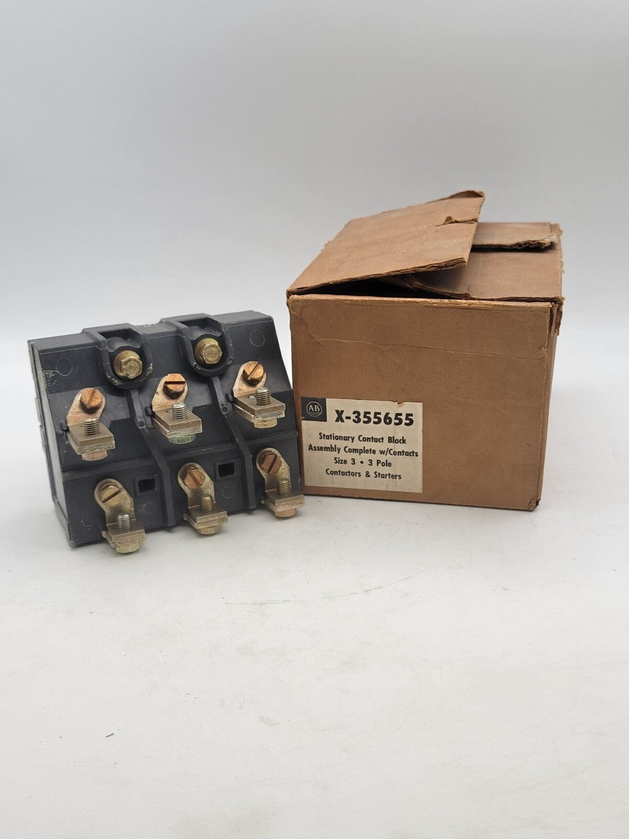 Allen-Bradley X-355655 Stationary Contact Block Assembly Black 3 Pole Size 3