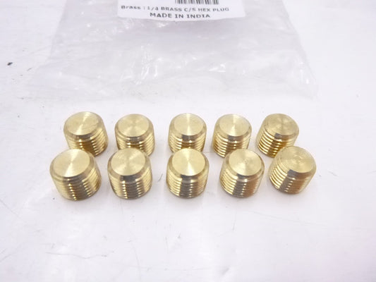10 Pack Parker 2804 Brass Countersunk Hex Head Plug 1/4"