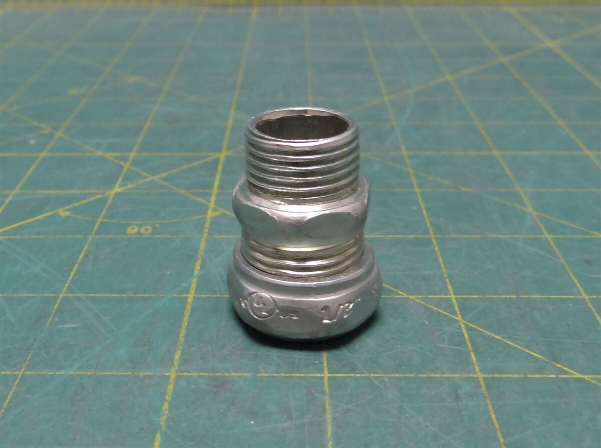 1/2" EMT Conduit Compression Coupling, Zinc Plated Steel, w/o One Comp End