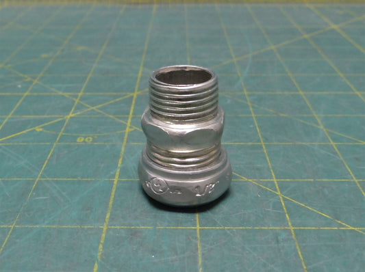 1/2" EMT Conduit Compression Coupling, Zinc Plated Steel, w/o One Comp End