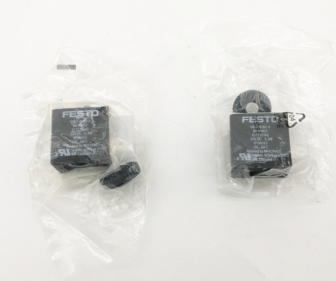 Lot of 2 New Festo VACF-B-B2-1 Coils 24VDC 3.3W 8030802 1721036 - No Box