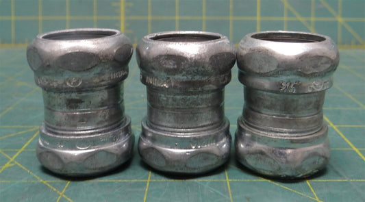 (Qty: 3) Raco 2923 3/4" EMT Conduit Compression Coupling Zinc-Plated Steel 