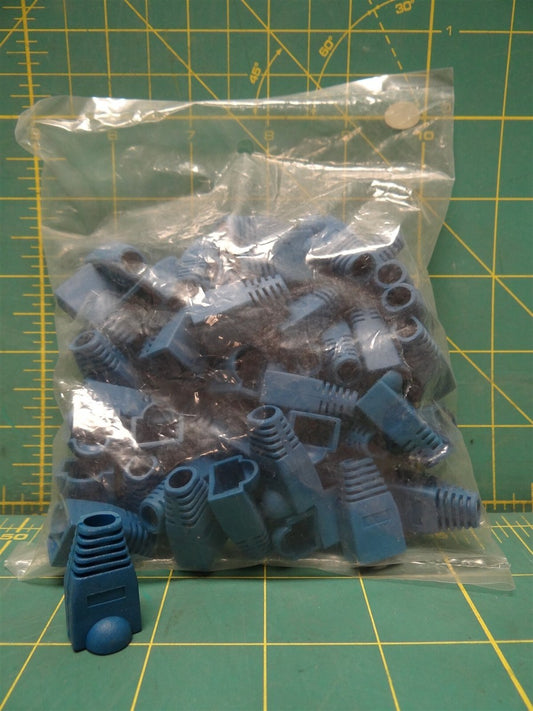 (Qty: 50) 6.8mm Blue Colored Cable Relief Plug Boots 1-1/16" L X 1/2" W X 1/2" H