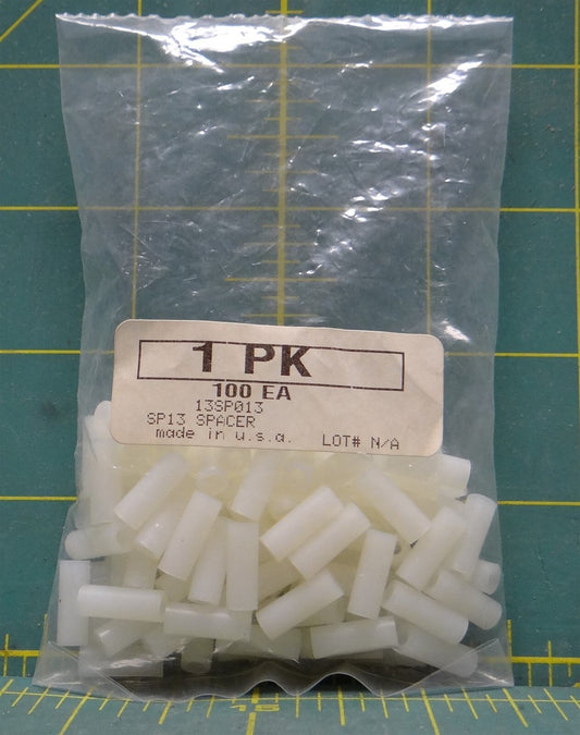 (100) 13SP013 Standard Nylon Round Unthreaded Board Spacer Standoff 1/2"