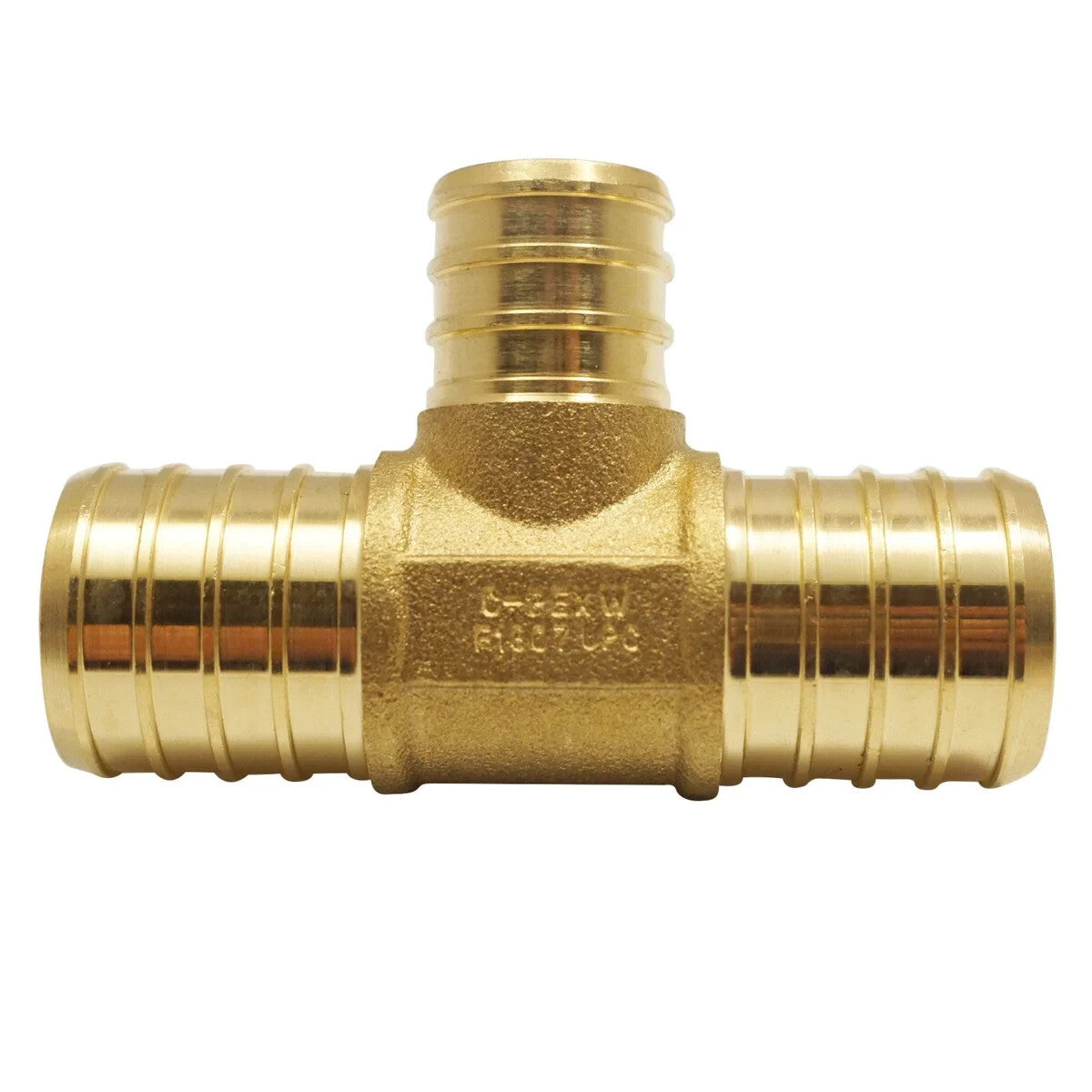 (QTY 10) PEX Brass Tee 3/4" x 3/4 x 1/2" PEX Barb Lead Free Various Manufactures