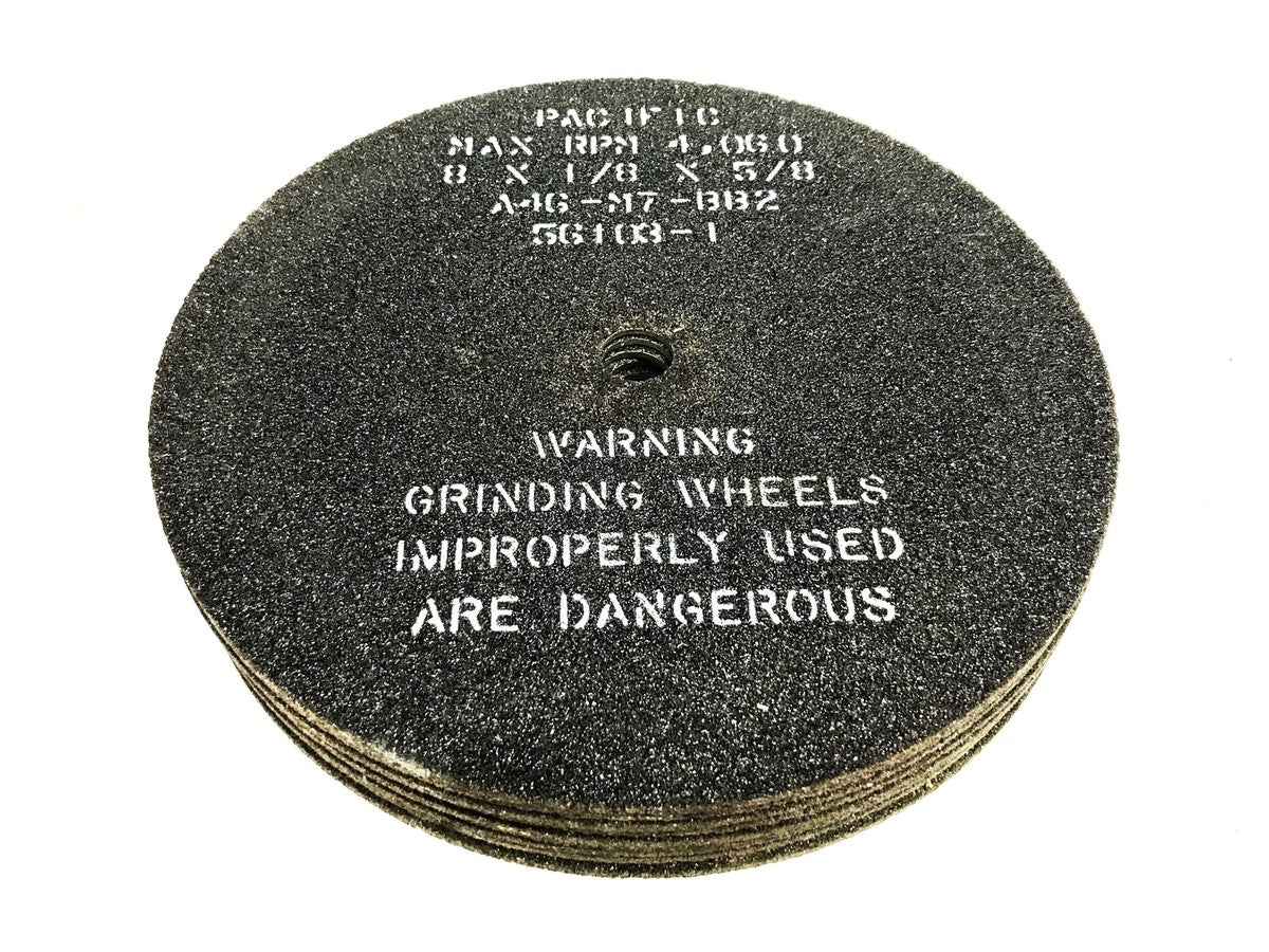 Pacific Grinding Wheel 8 inch x 1/8 inch with 5/8 inch Bore A46 [Lot of 9] NOS