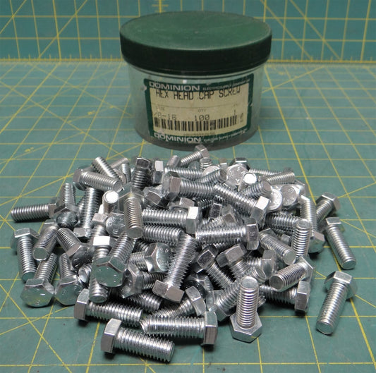 (100) 3/8"-16 Thread Size, 1" Long 307A Hex Head Cap Screw