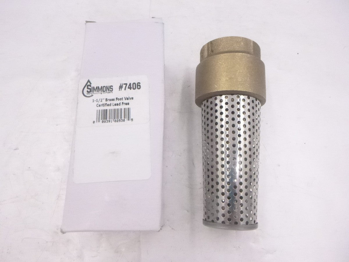 Simmons 1-1/2" Brass Foot Valve 7406 For Cold Water Systems