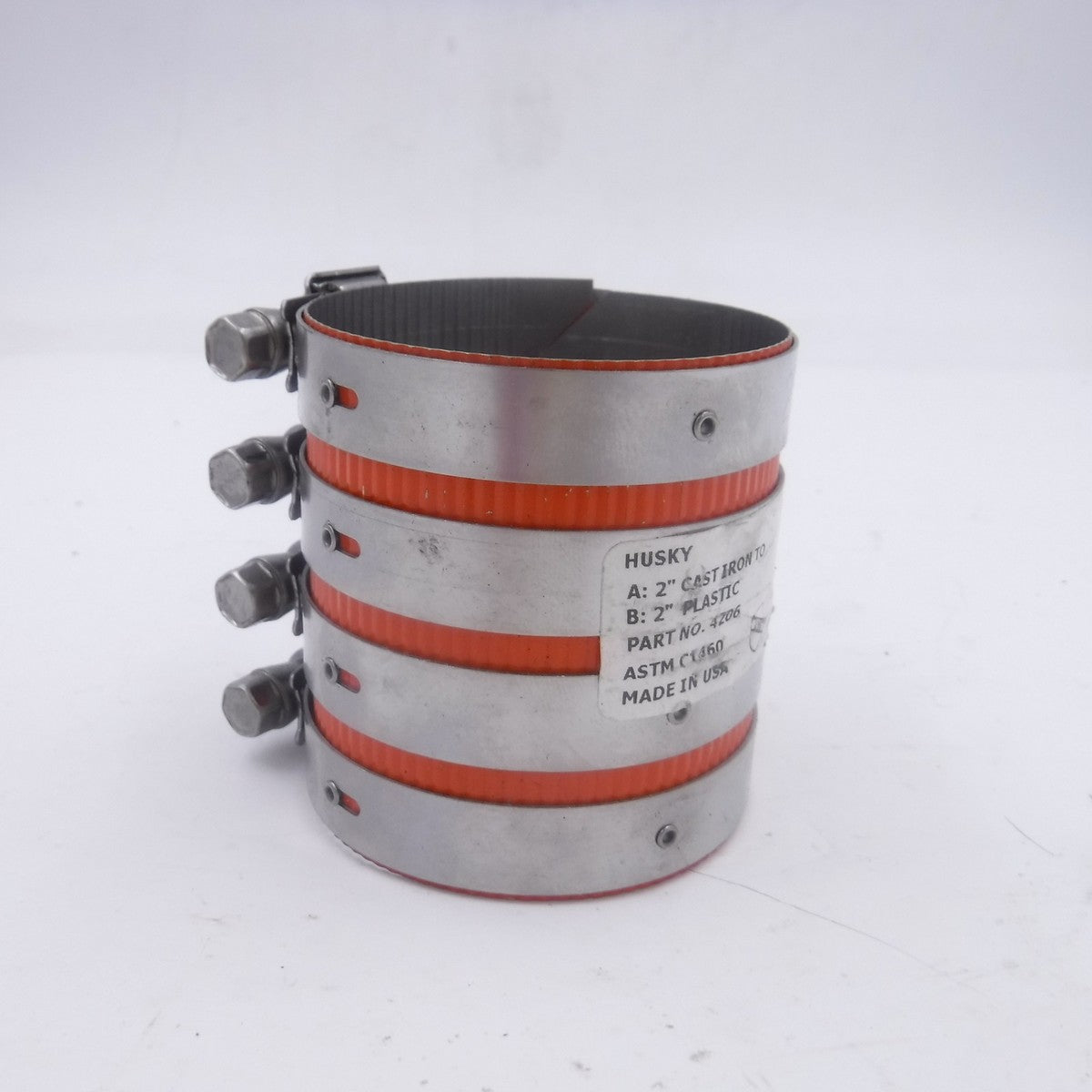 Husky Anaco 4206 2" Nominal Cast Iron to Plastic Transition Coupling 304SS
