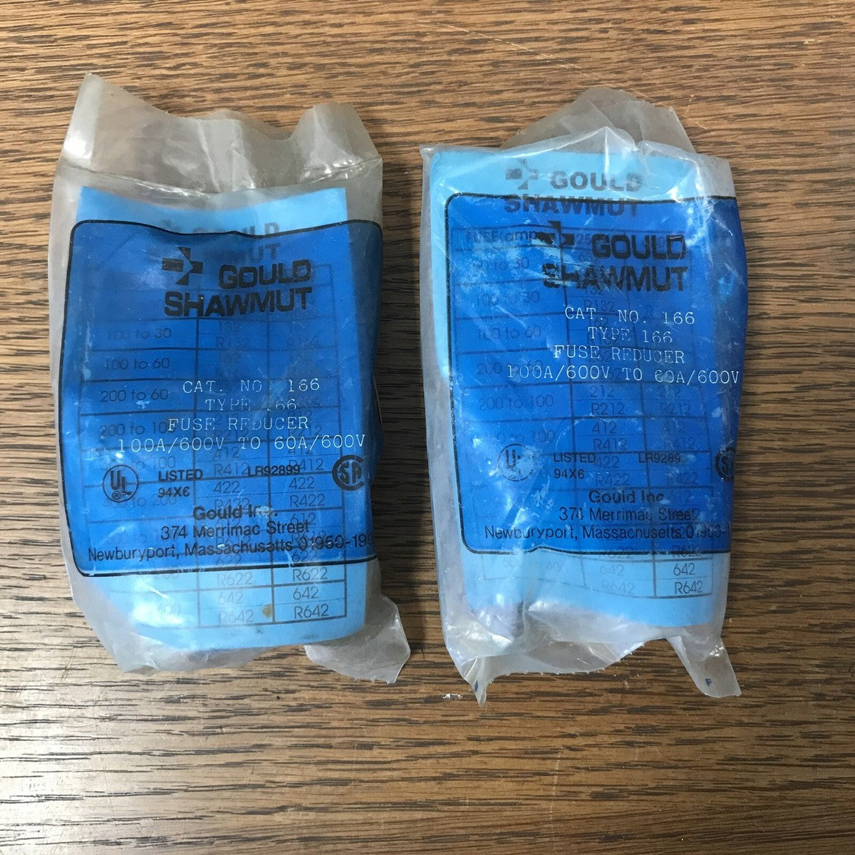 Lot Of 2 Gould Shawmut Fuse Reducer GLD166 100A/600V to 60A/600V