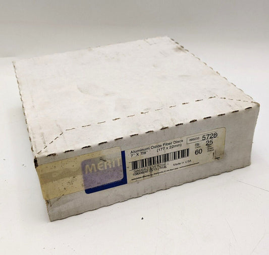 25 PC Merit 66623357286 Aluminum Oxide Fiber Discs 7" Dia x 7/8" Arbor 60 Grit