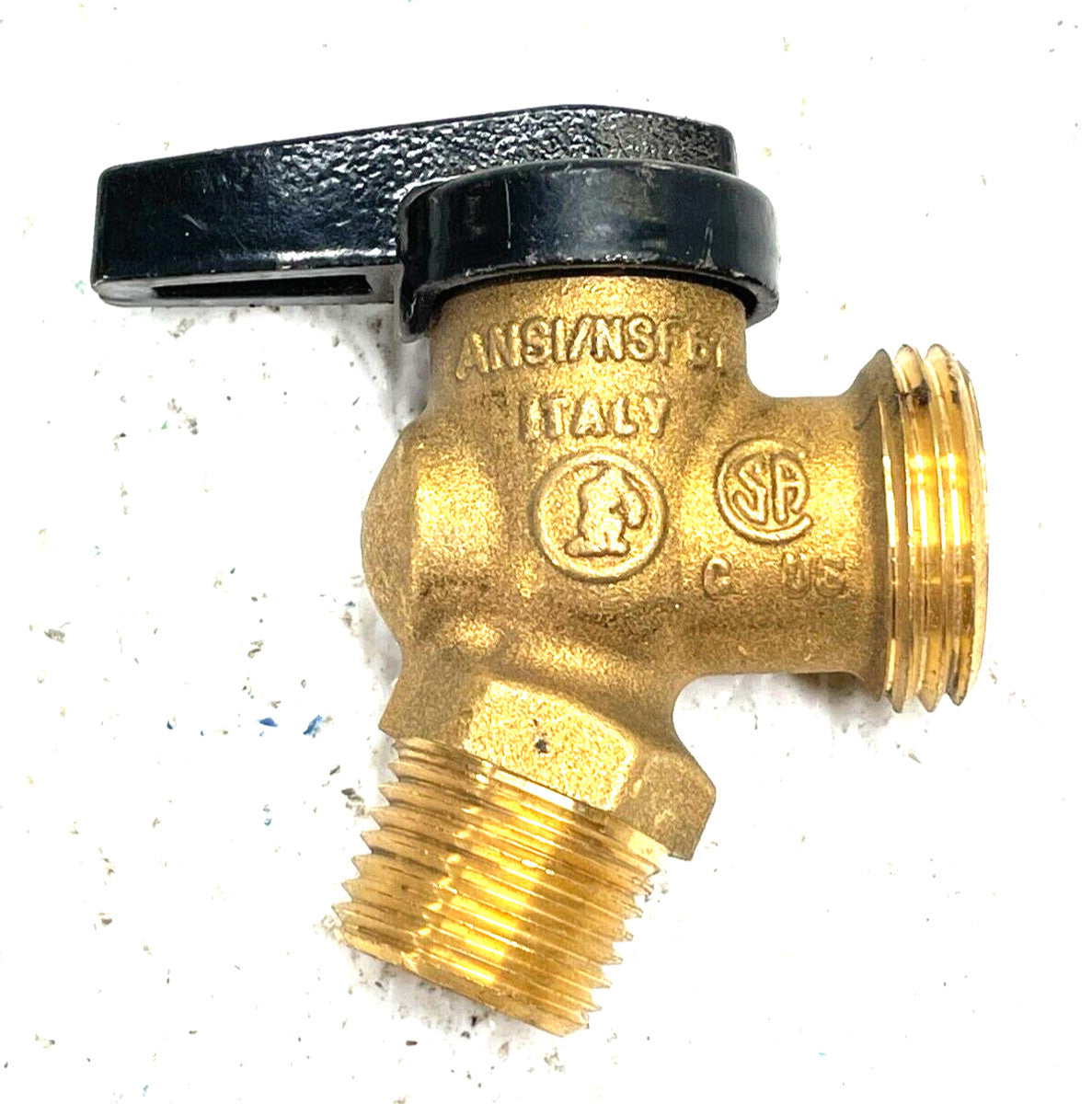 1/2" M-NPT x MGHT Brass Boiler Drain Valve, Quarter Turn Handle, 125 psi WOG