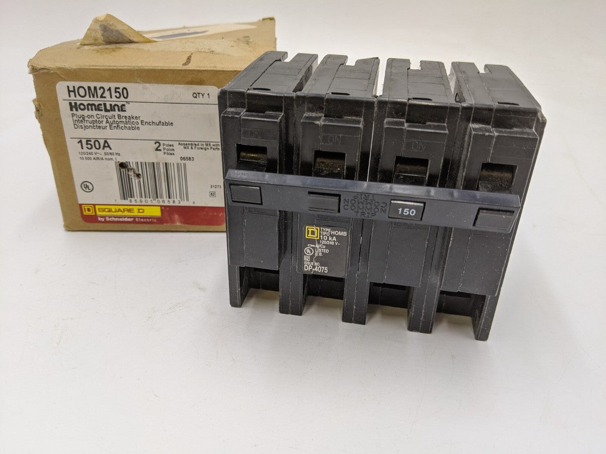 Square D HOM2150 Plug-In Circuit Breaker 150A 120/240V 10kA 2P 1PH HOM 150 AMP