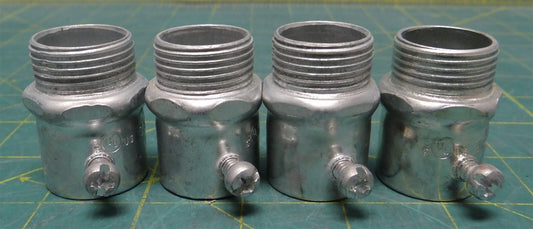 (Qty: 4) Halex 62707B 3/4" Set-Screw EMT Conduit Connectors Missing Locknut