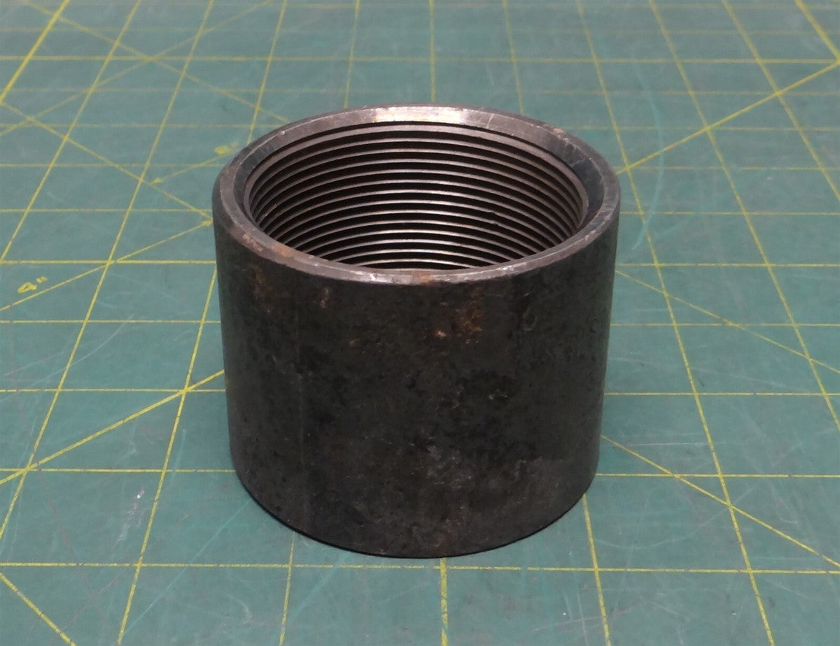 2" Threaded Straight Carbon Steel Coupling, 2.7" OD, 2.24" ID, 2.14" Length
