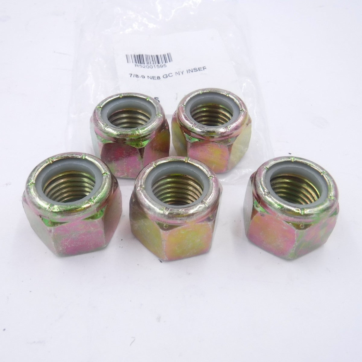 5 Pack MSC R52001595 Hex Lock Nut Nylon Insert 7/8-9 Grade 8 Steel 1-1/4" W