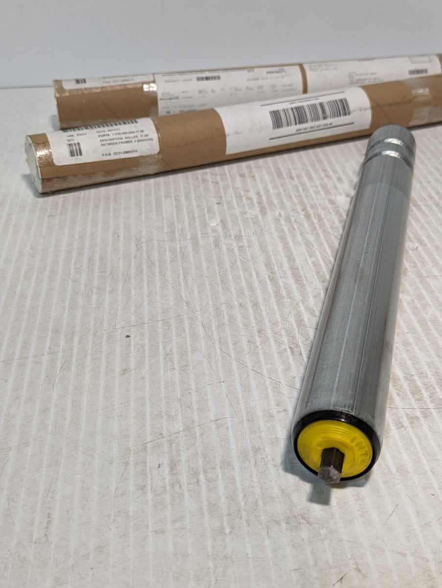 Lot of 2 Interroll 1.775.H56.G24-17.88 Rollers, 2 Grooves, 17.88" BF -Free Ship