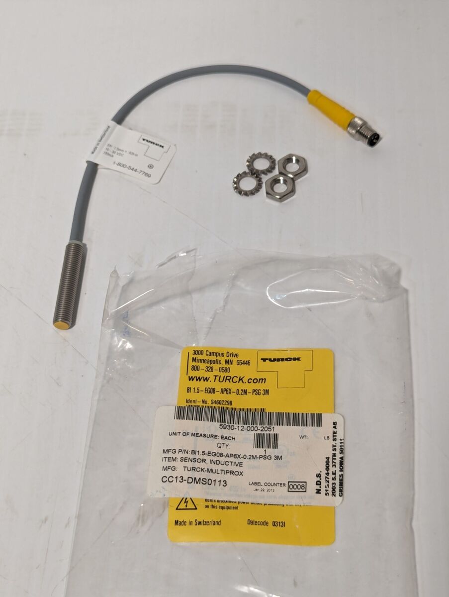 Turck BI1.5-EG08-AP6X-0.2M-PSG 3M Inductive Sensor, 10-30vdc, (S4602298) 