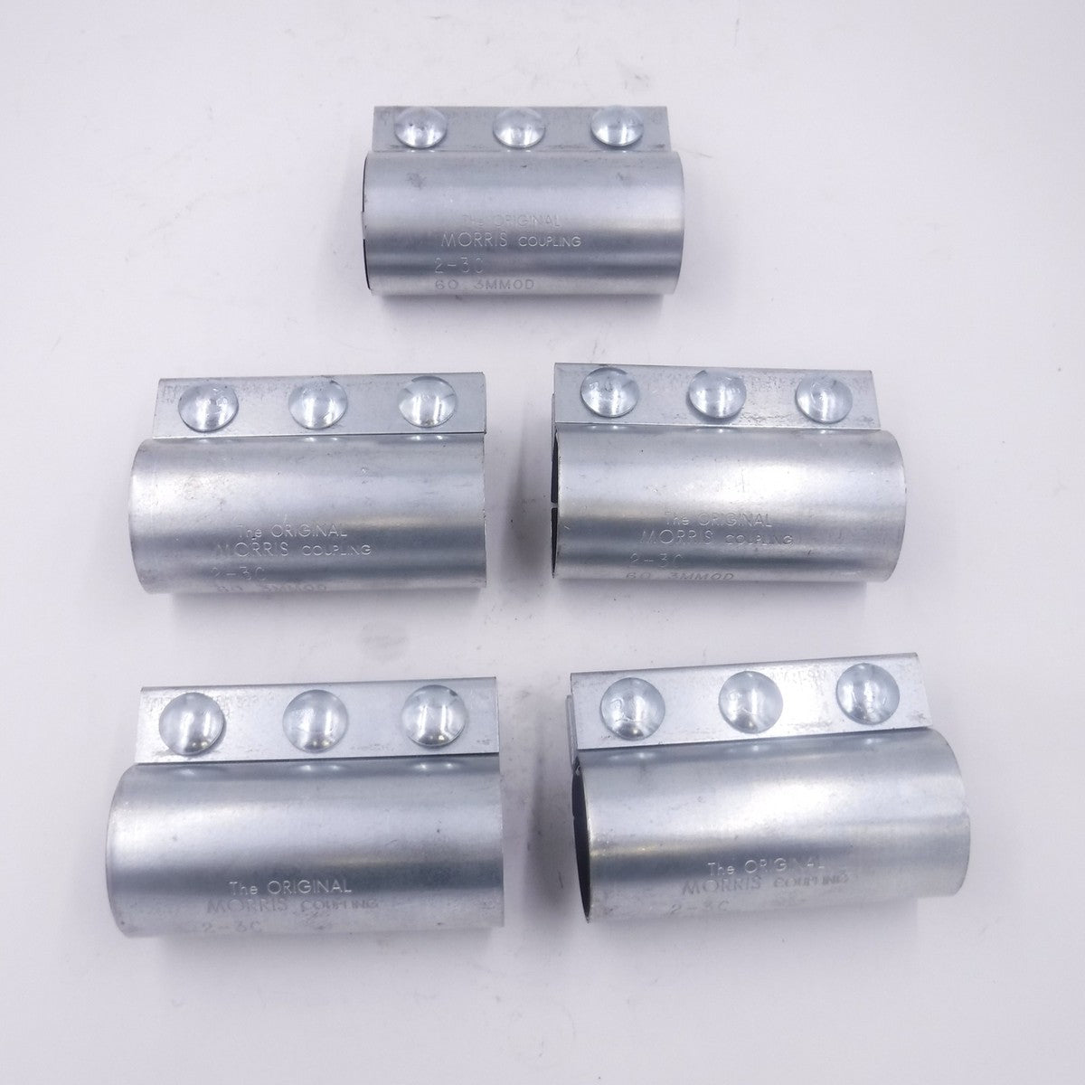 5 Pack Morris Compression Coupling 2" ID(2.375" OD) 3-Bolt Black Neoprene 2-3C