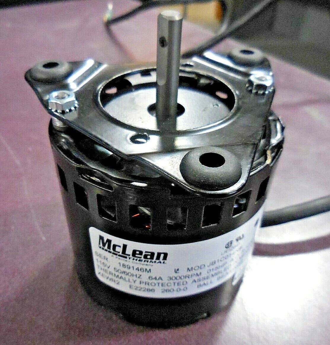 McLean Thermal JB1C014N Blower Motor (115V, 50/60Hz, 3000 RPM, .015HP) "NEW"