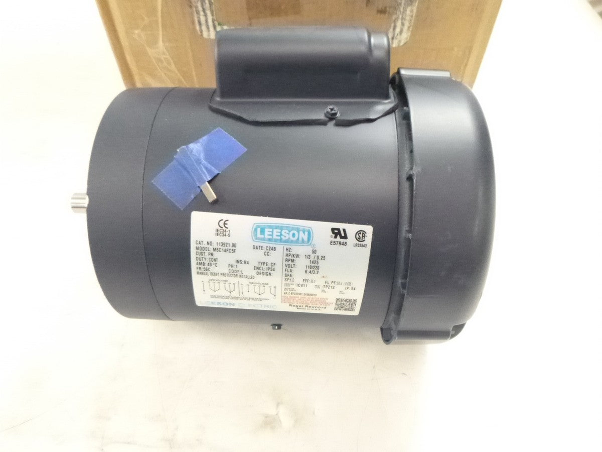 Leeson 113921.00 Special Voltage Motor 1/3HP 1425RMP 50Hz 1PH 56C Frame 110/220V