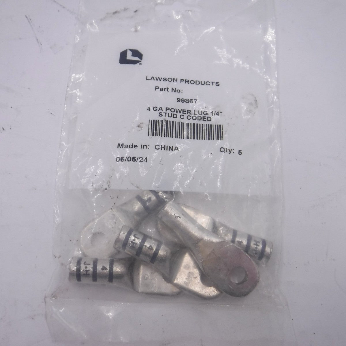 5 Pack Lawson 1/4" Tru-Crimp Extreme-Duty Battery Cable Lugs 99867 4AWG